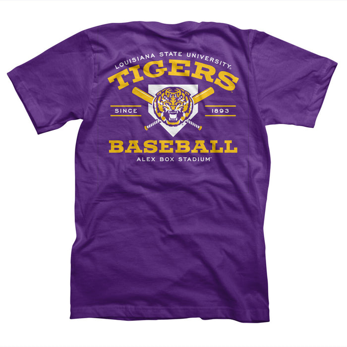 LSU Tigers Highland & State Mike's Block Baseball T-Shirt - Purple