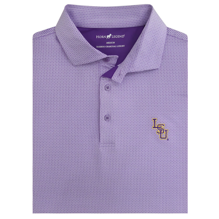 LSU Tigers Horn Legend Interlock Checker Print Stretch Polo - Lavender