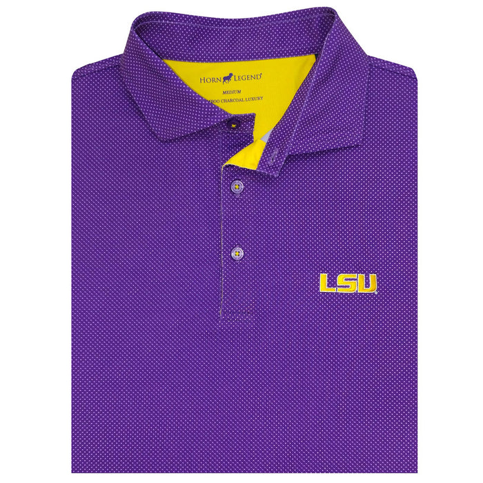 LSU Tigers Horn Legend Pin Dot Stretch Polo - Purple / Lavender