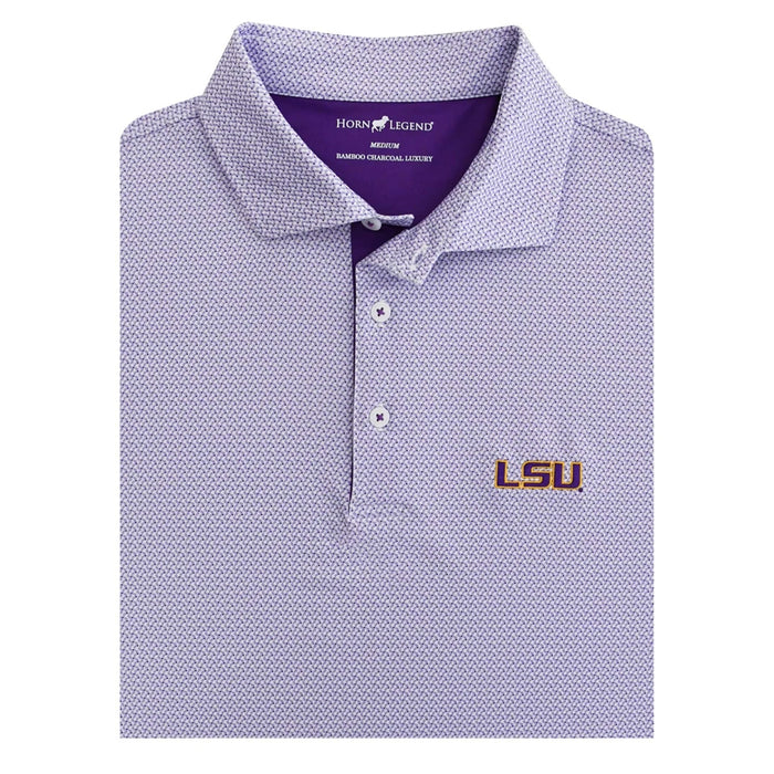 LSU Tigers Horn Legend Ripple Print Performance Stretch Polo - Purple / Lavender / White