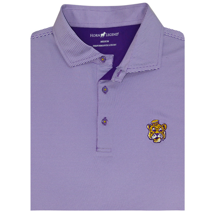 LSU Tigers Horn Legend Round Beanie Even Stripe Polo - Purple / White