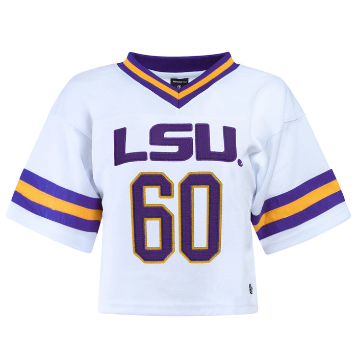 LSU Tigers Hype & Vice Football Jersey Retro Crop - White
