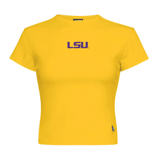 LSU Tigers Hype and Vice Embroidered LSU Baby Crop T-Shirt - Gold
