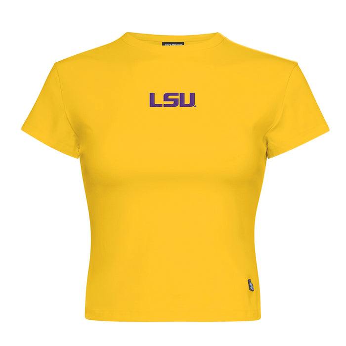 LSU Tigers Hype and Vice Embroidered LSU Baby Crop T-Shirt - Gold