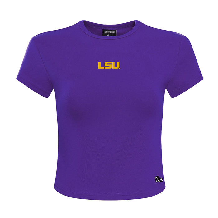LSU Tigers Hype and Vice Embroidered LSU Baby Crop T-Shirt - Purple