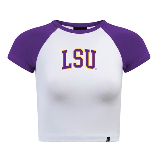 LSU Tigers Hype and Vice Homerun Baby Crop Raglan T-Shirt - Purple / White