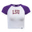 LSU Tigers Hype and Vice Homerun Baby Crop Raglan T-Shirt - Purple / White