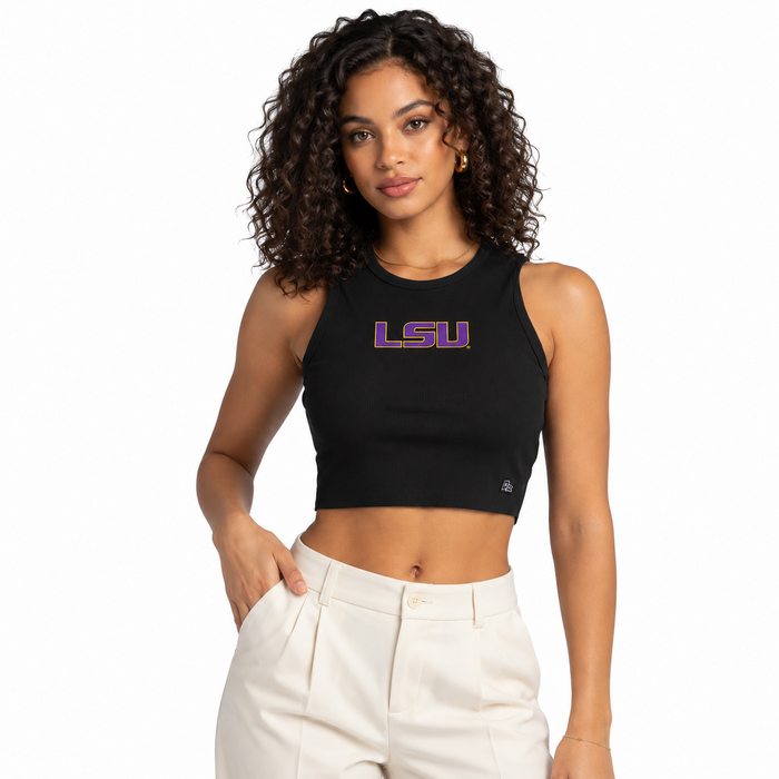 LSU Tigers Hype and Vice Primary Cut Off Ribbed Tank Top - Black
