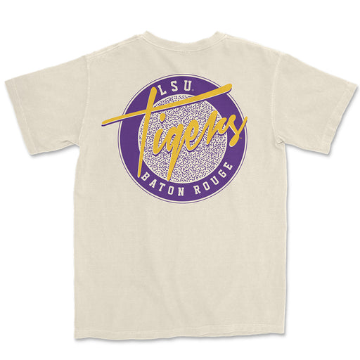 LSU Tigers Image One 90's Circle Throwback Garment Dyed T-Shirt - Ivory