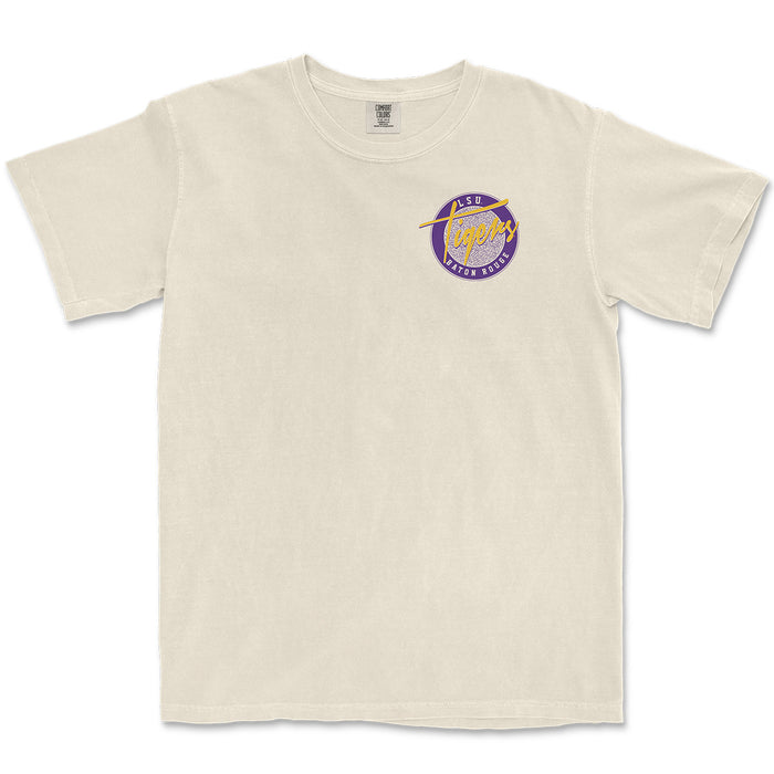 LSU Tigers Image One 90's Circle Throwback Garment Dyed T-Shirt - Ivory