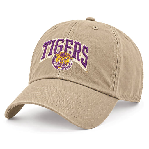 LSU Tigers Image One Vintage Bevel Arch Type Relaxed Crown Adjustable Hat - Khaki