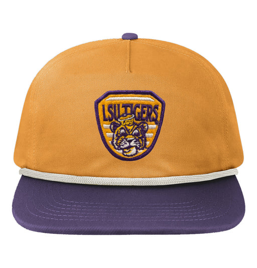 LSU Tigers Image One Beanie Mike Lines Felt Badge Five Panel Snapback Pigment Dyed Rope Hat - Mustard