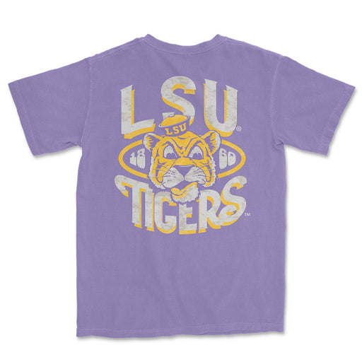 LSU Tigers Image One Beanie Mike Marquee Double Arch Garment Dyed T-Shirt - Violet