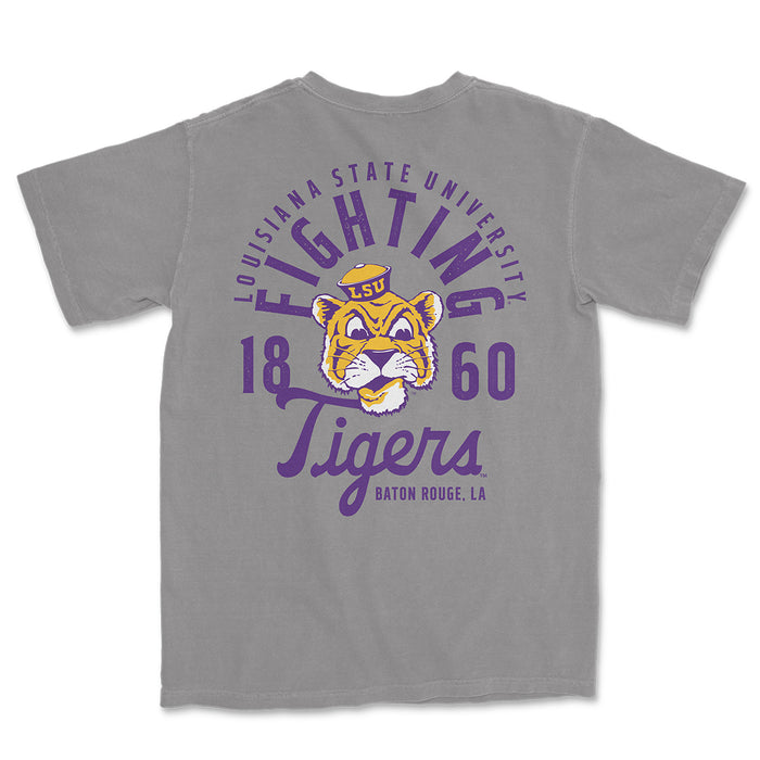 LSU Tigers Image One Beanie Mike Mascot Overlay Garment Dyed T-Shirt - Grey