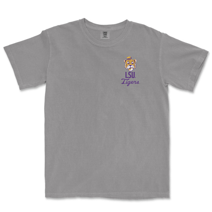 LSU Tigers Image One Beanie Mike Mascot Overlay Garment Dyed T-Shirt - Grey