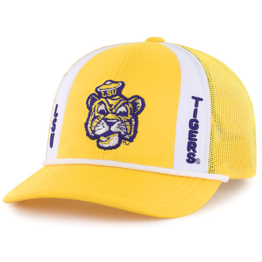 LSU Tigers Image One Beanie Mike Vintage Panel Mesh Rope Trucker Hat - Gold