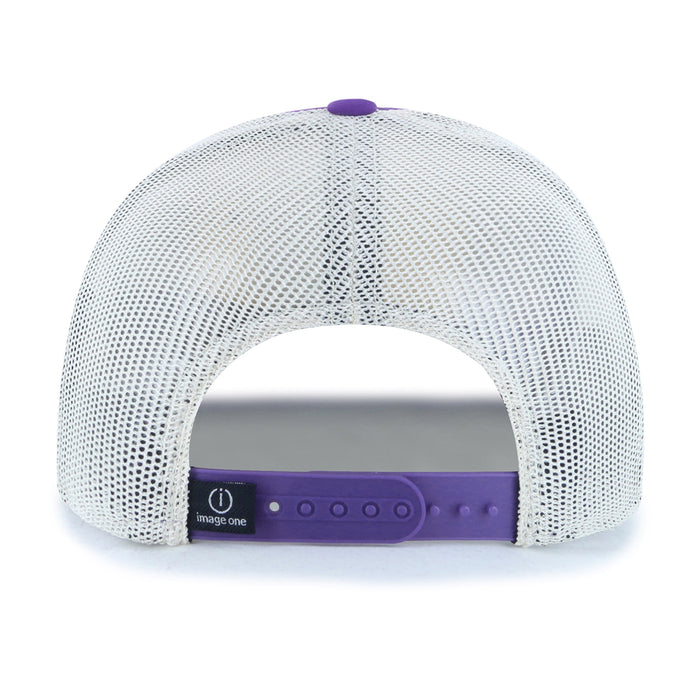 LSU Tigers Image One Beanie Mike Vintage Panel Mesh Rope Trucker Hat - Purple / Gold