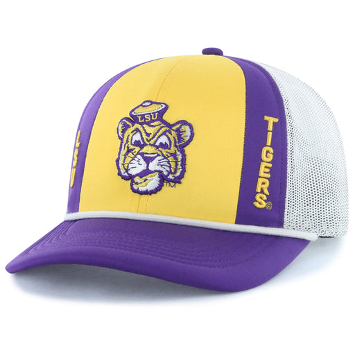 LSU Tigers Image One Beanie Mike Vintage Panel Mesh Rope Trucker Hat - Purple / Gold