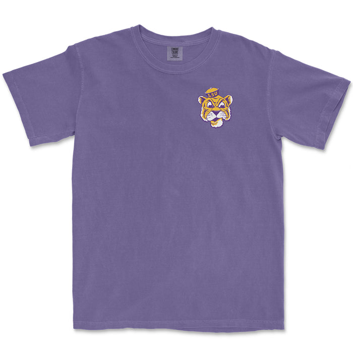 LSU Tigers Image One Beanie Mike Vintage State Garment Dyed T-Shirt - Grape