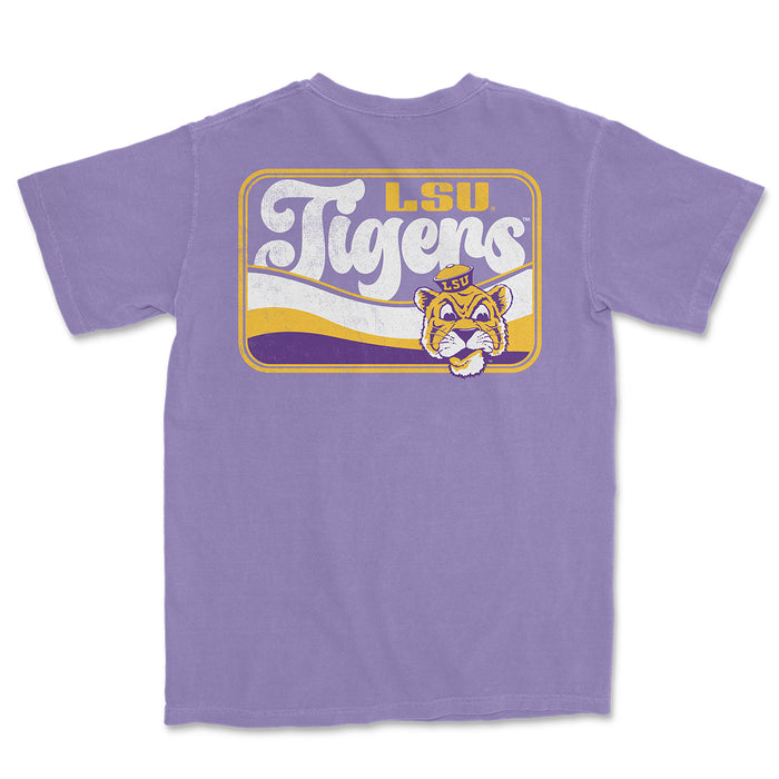 LSU Tigers Image One Beanie Mike Wave Sign Garment Dyed T-Shirt - Violet