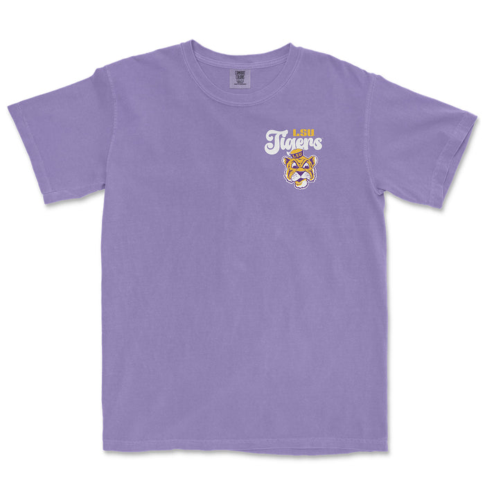 LSU Tigers Image One Beanie Mike Wave Sign Garment Dyed T-Shirt - Violet