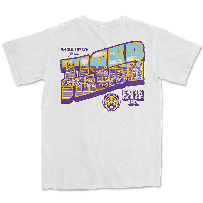 LSU Tigers Image One Football Postcard Garment Dyed T-Shirt - White