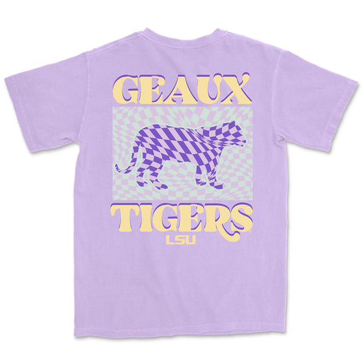 LSU Tigers Image One Funky Tiger Silhouette Garment Dyed T-Shirt - Orchid