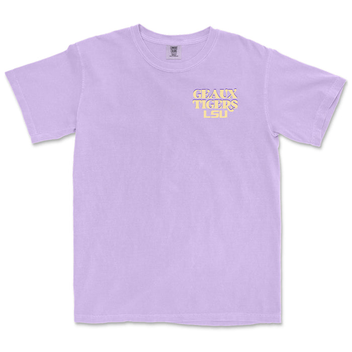 LSU Tigers Image One Funky Tiger Silhouette Garment Dyed T-Shirt - Orchid