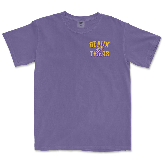 LSU Tigers Image One Geaux Tigers Cradle Flag Garment Dyed T-Shirt - Grape