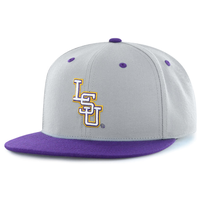 LSU Tigers Image One Interlock 2-Tone Snapback Youth Hat - Grey / Purple