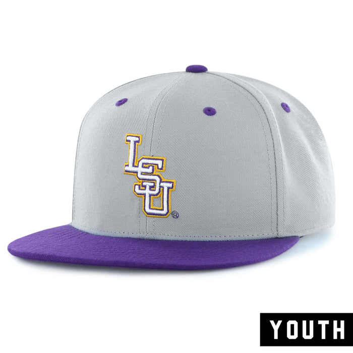 LSU Tigers Image One Interlock 2-Tone Snapback Youth Hat - Grey / Purple