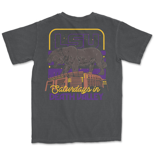 LSU Tigers Image One Nighttime On Campus Garment Dyed T-Shirt - Graphite