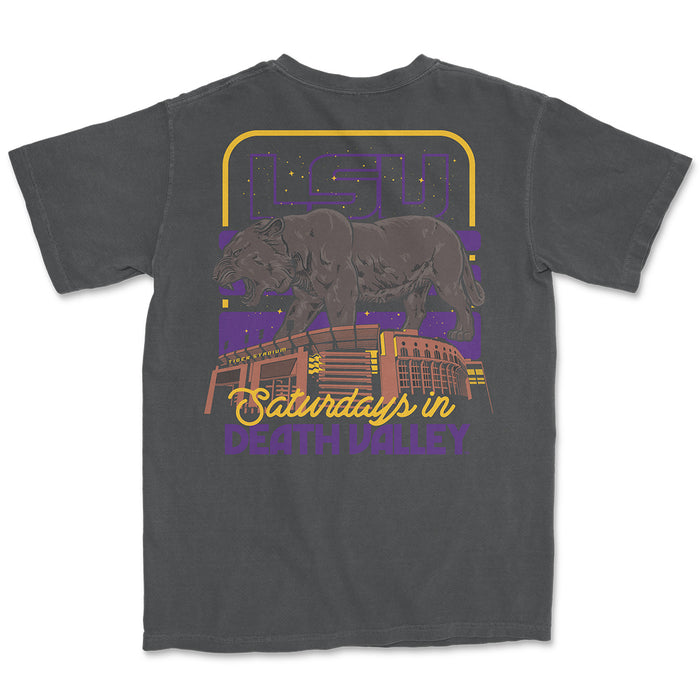 LSU Tigers Image One Nighttime On Campus Garment Dyed T-Shirt - Graphite