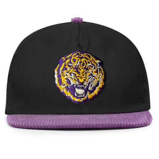 LSU Tigers Image One Round Vault Five Panel Snapback Twill Corduroy Hat - Black / Purple