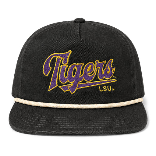 LSU Tigers Image One Script Thin Block Five Panel Snapback Pigment Dyed Rope Hat - Black
