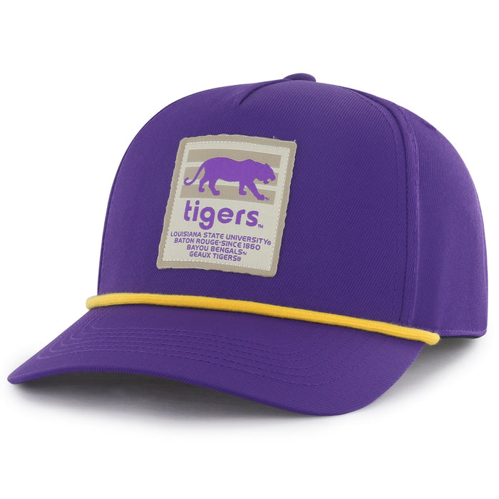LSU Tigers Image One Silhouette Stripe Patch Five Panel Snapback Rope Hat - Purple