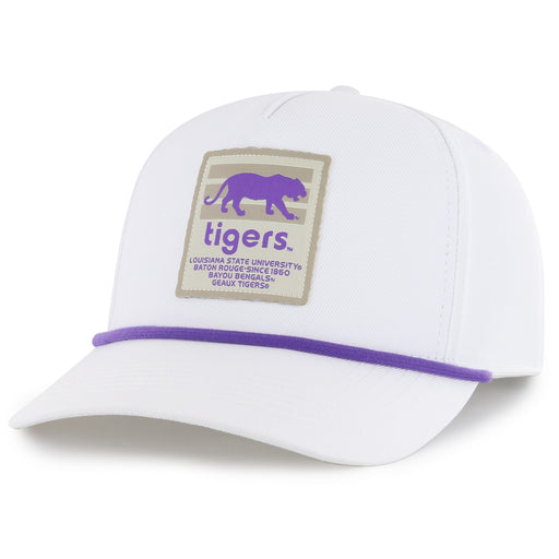 LSU Tigers Image One Silhouette Stripe Patch Five Panel Snapback Rope Hat - White