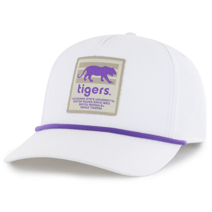 LSU Tigers Image One Silhouette Stripe Patch Five Panel Snapback Rope Hat - White