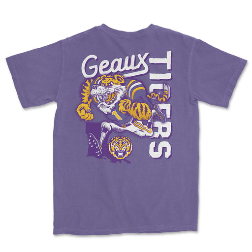 LSU Tigers Image One Sketched Mascot Stack Standard Garment Dyed T-Shirt - Grape