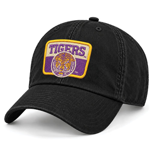 LSU Tigers Image One Vintage Split Faux Patch Relaxed Crown Adjustable Hat - Black