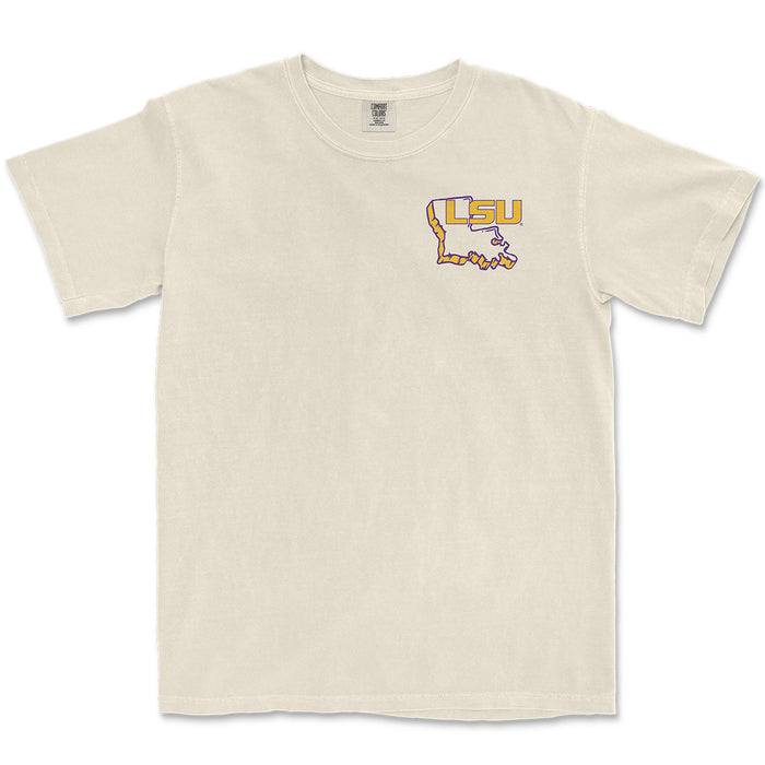 LSU Tigers Image One State Block Garment Dyed T-Shirt - Ivory