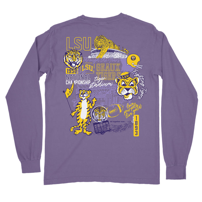 LSU Tigers Image One Through The Years Garment Dyed Long Sleeve - Grape