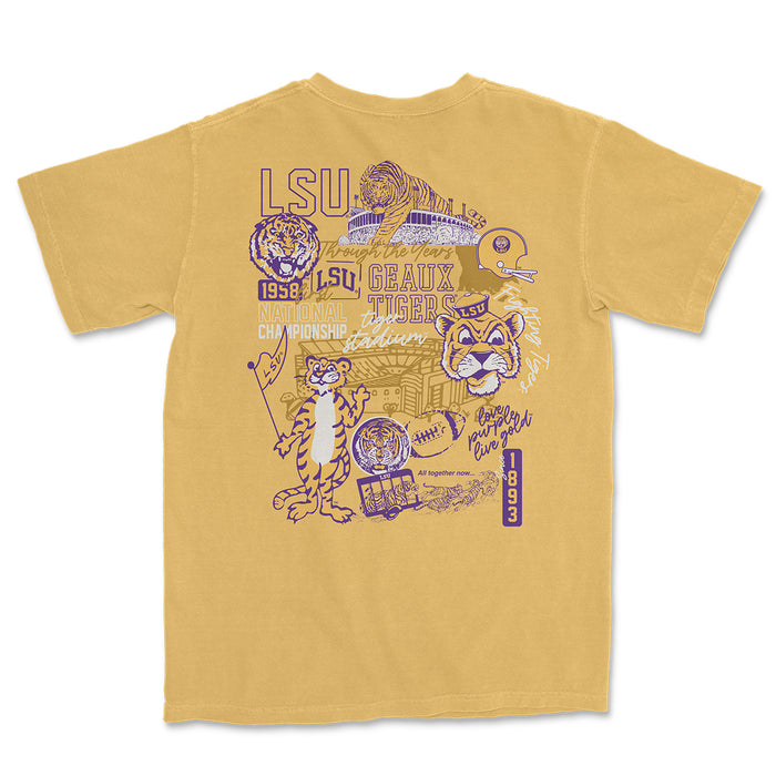 LSU Tigers Image One Vault Years Garment Dyed T-Shirt - Mustard