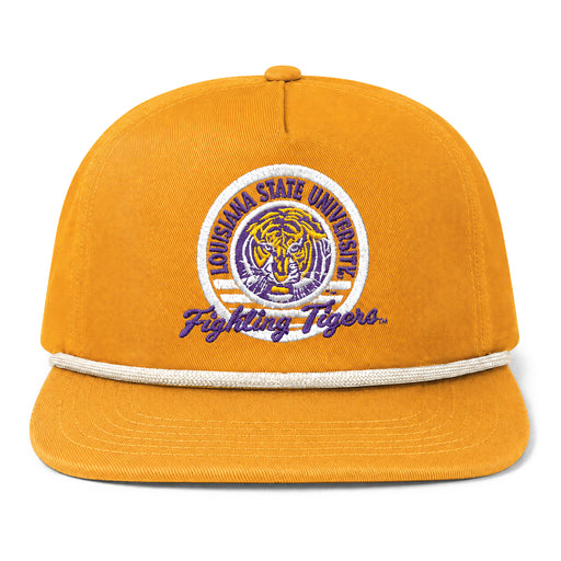LSU Tigers Image One Vintage Emblem Five Panel Snapback Pigment Dyed Rope Hat - Mustard
