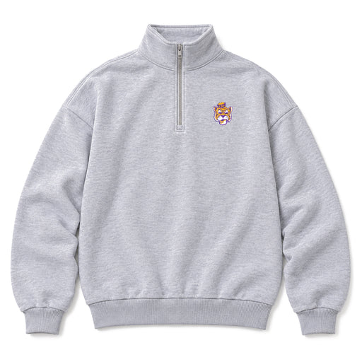 LSU Tigers JNJ Apparel Beanie Mike Embroidered 1/4 Zip Pullover Fleece Sweatshirt - Ash