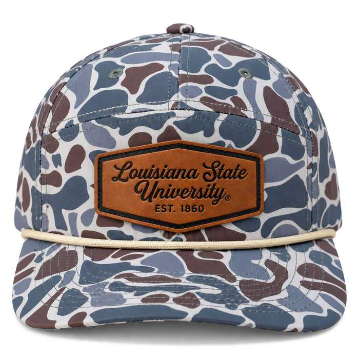 LSU Tigers JNJ Apparel Duck Camo Commander 6-Panel Leather Patch Rope Hat