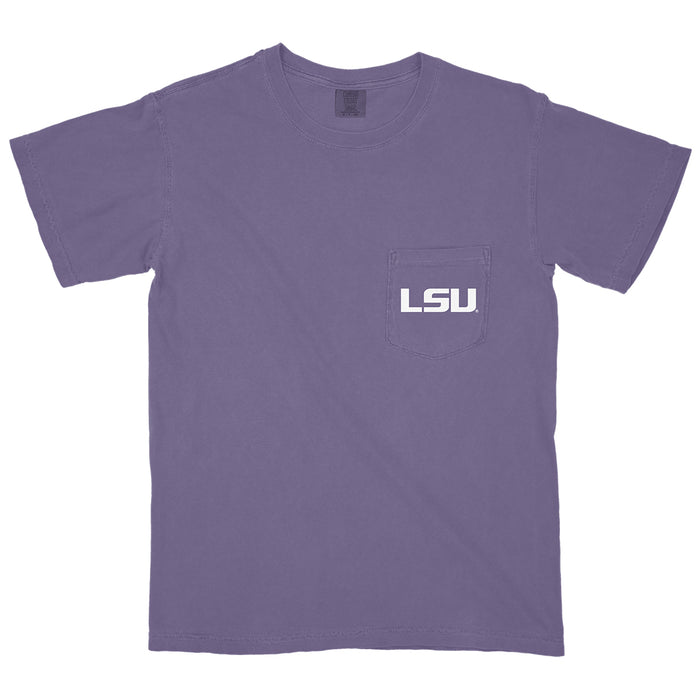 LSU Tigers JNJ Apparel Tiger Stadium Blueprint Garment Dyed Pocket T-Shirt - Grape