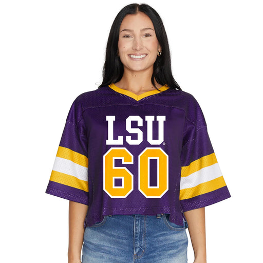 LSU Tigers LOJO Throwback Football Mesh Crop Jersey - Purple