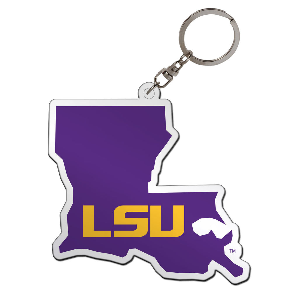 LSU Tigers Louisiana Silhouette Acrylic Keychain - Purple — Bengals ...