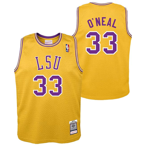 LSU Tigers Mitchell & Ness  #33 Shaquille O'Neal Youth 1990-1991 Swingman Basketball Jersey - Gold